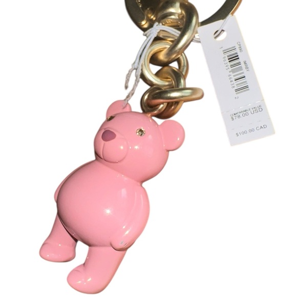 Coach Pink Teddy Bear Keyring - Picture 3 of 3